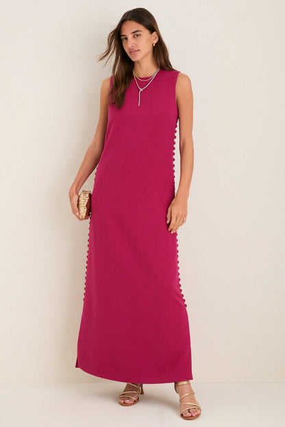 Joanna Crepe Maxi Dress in Raspberry