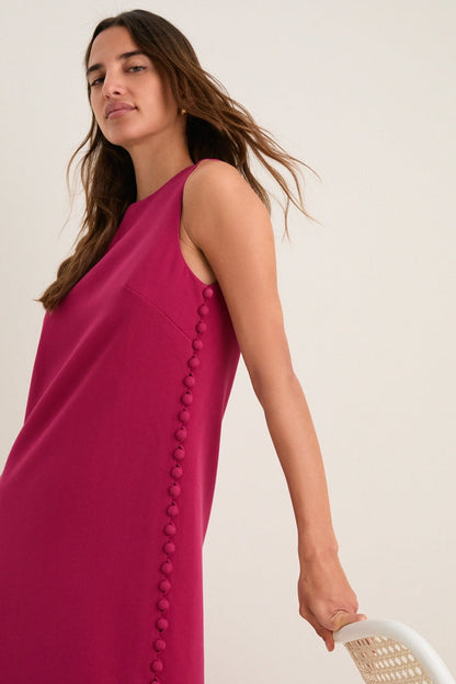 Joanna Crepe Maxi Dress in Raspberry