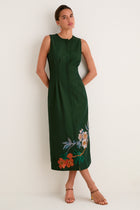 Melody Embroidered Dress in Verdant Green