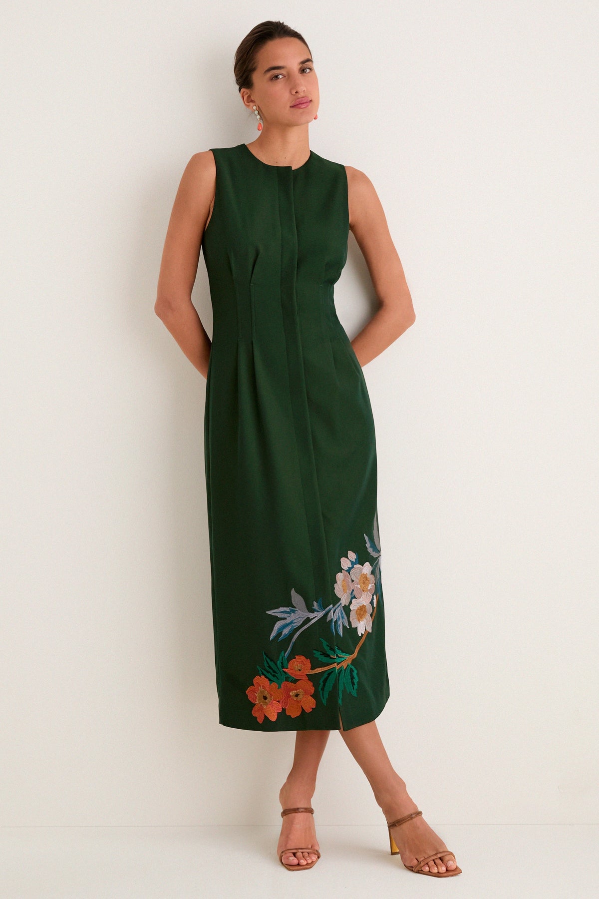 Melody Embroidered Dress in Verdant Green