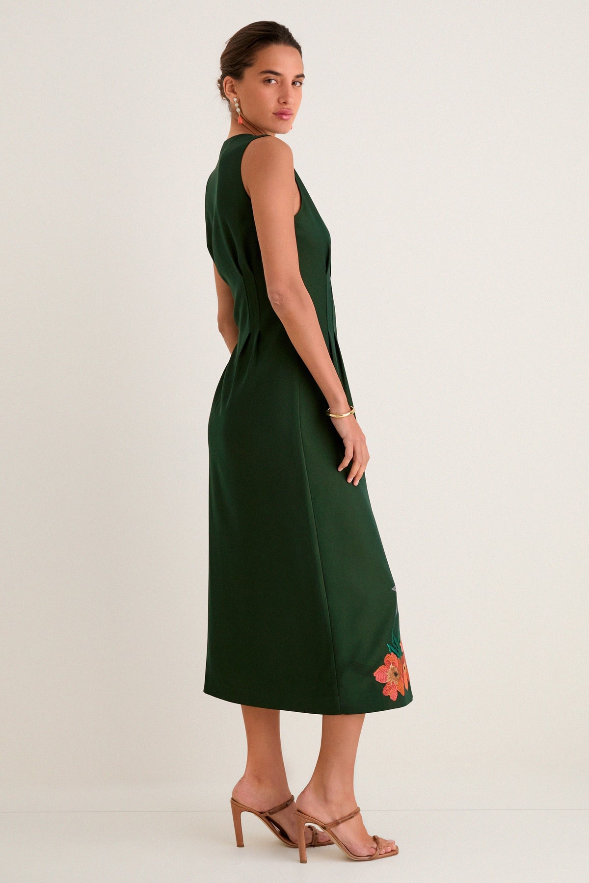 Melody Embroidered Dress in Verdant Green
