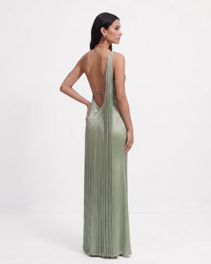 Raquel One-Shoulder Fringe Maxi Dress