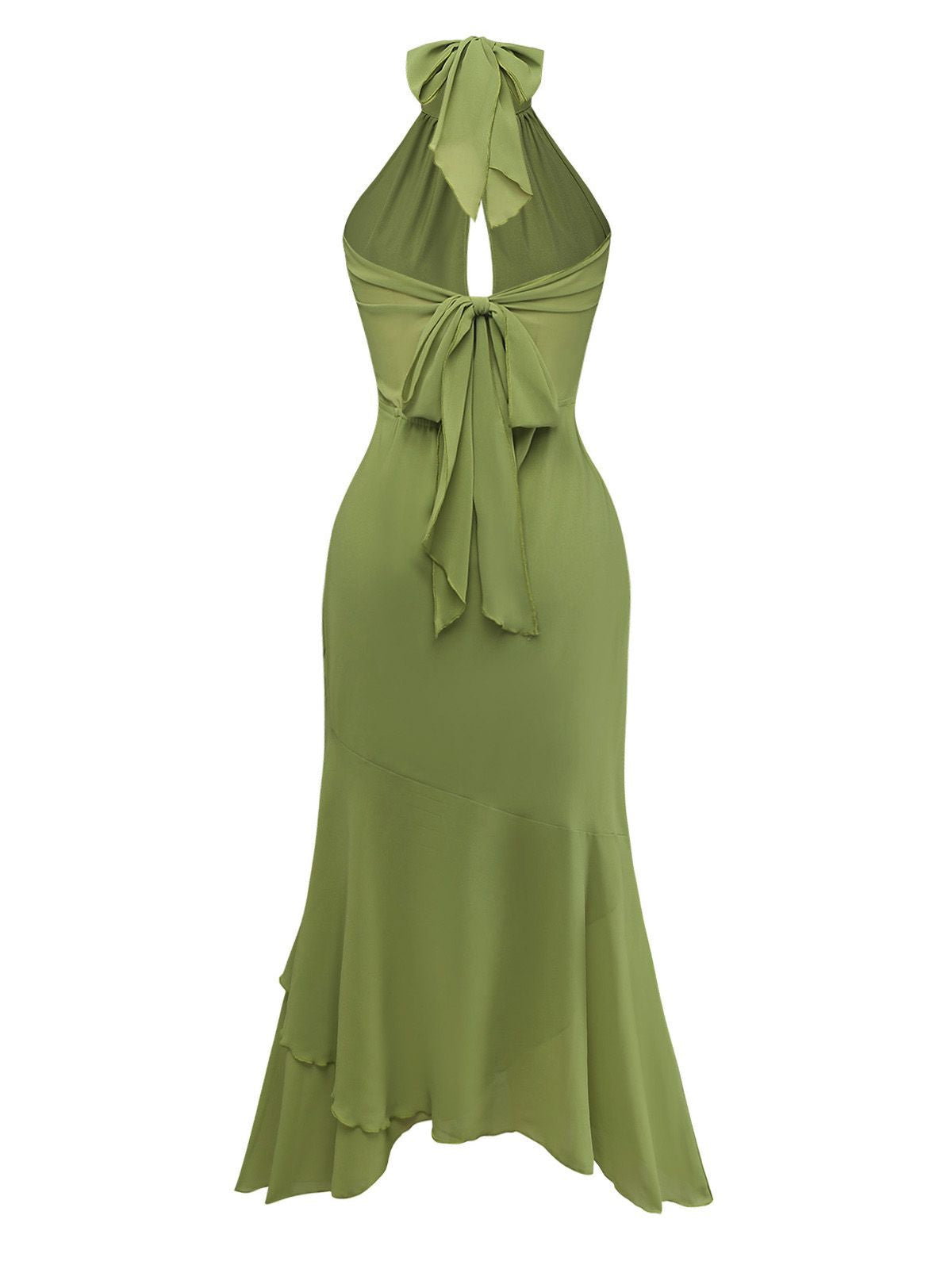 Roxane Green Dress with Halter Neck and Backless Cut