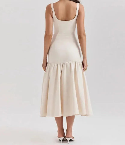 Aria Formal Dress with Square Neck and Ruffled Mermaid Hem