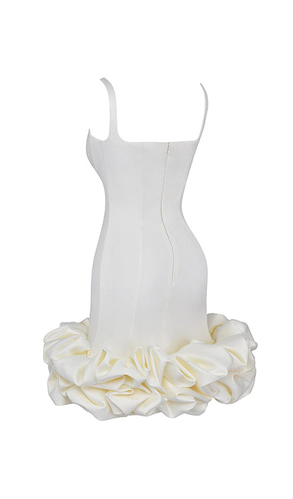 Gilda Homecoming Dress with Ruffle Hem and Ivory Satin