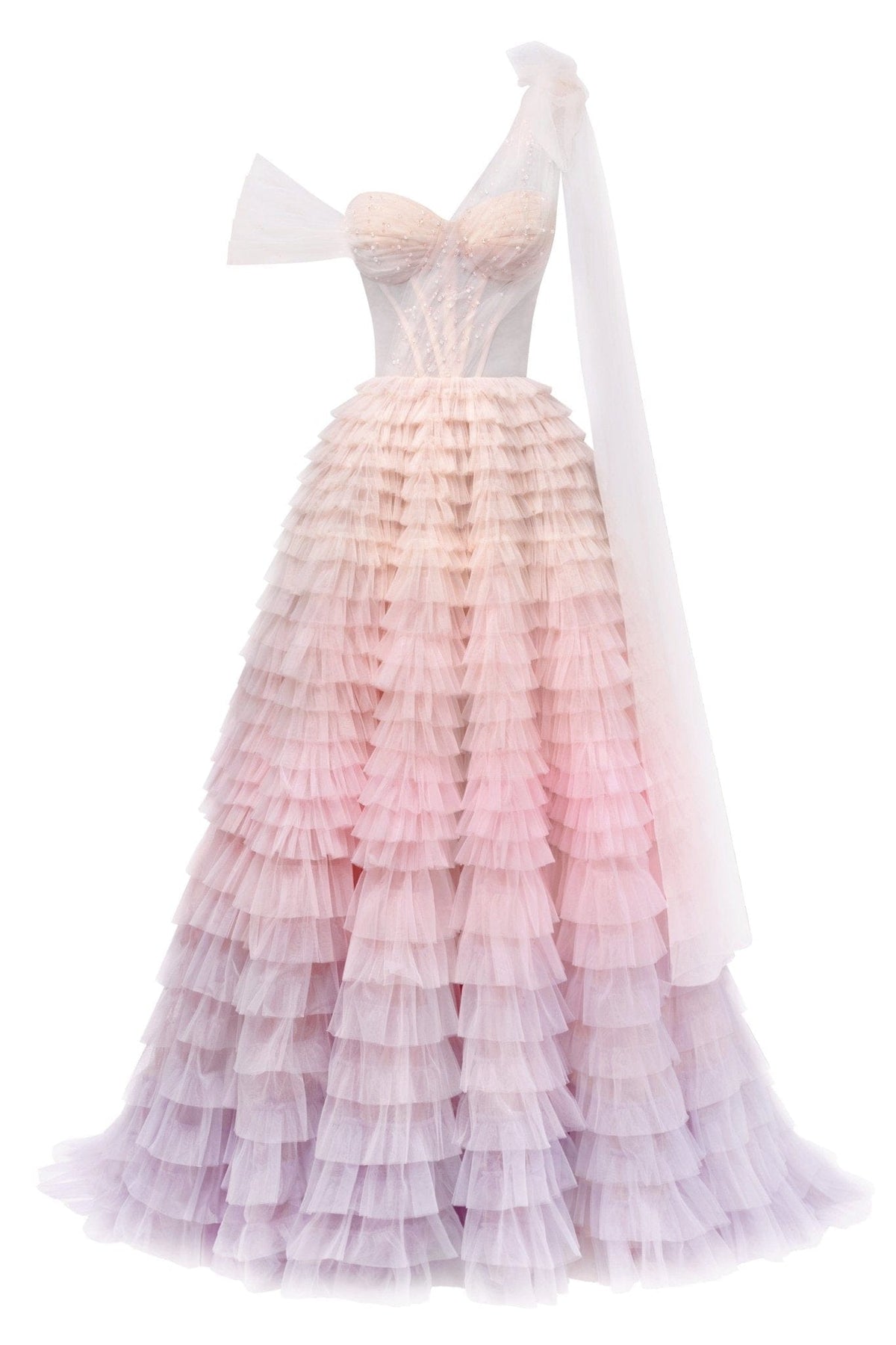 Kara Formal Gown with Ombre Tulle and Layered Ruffles