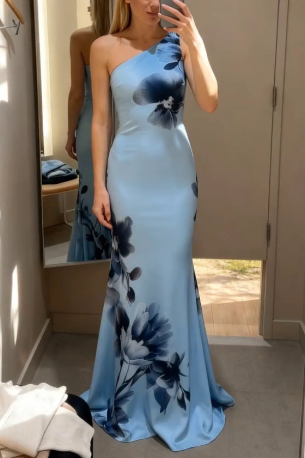 Ainsley Floral One-Shoulder Maxi Dress