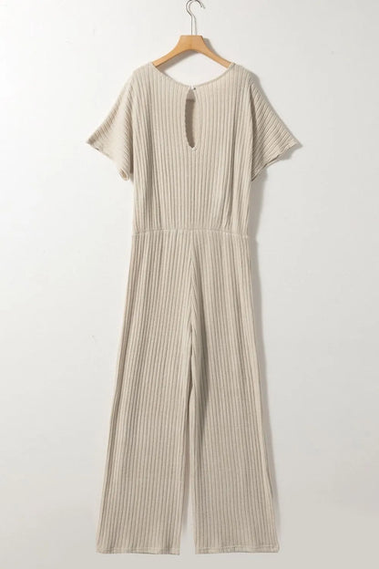 Jade Jumpsuit with Ribbed Knit and Wide Leg