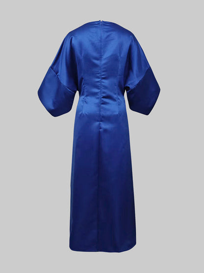 Goldie Pleated Asymmetric Maxi Dress
