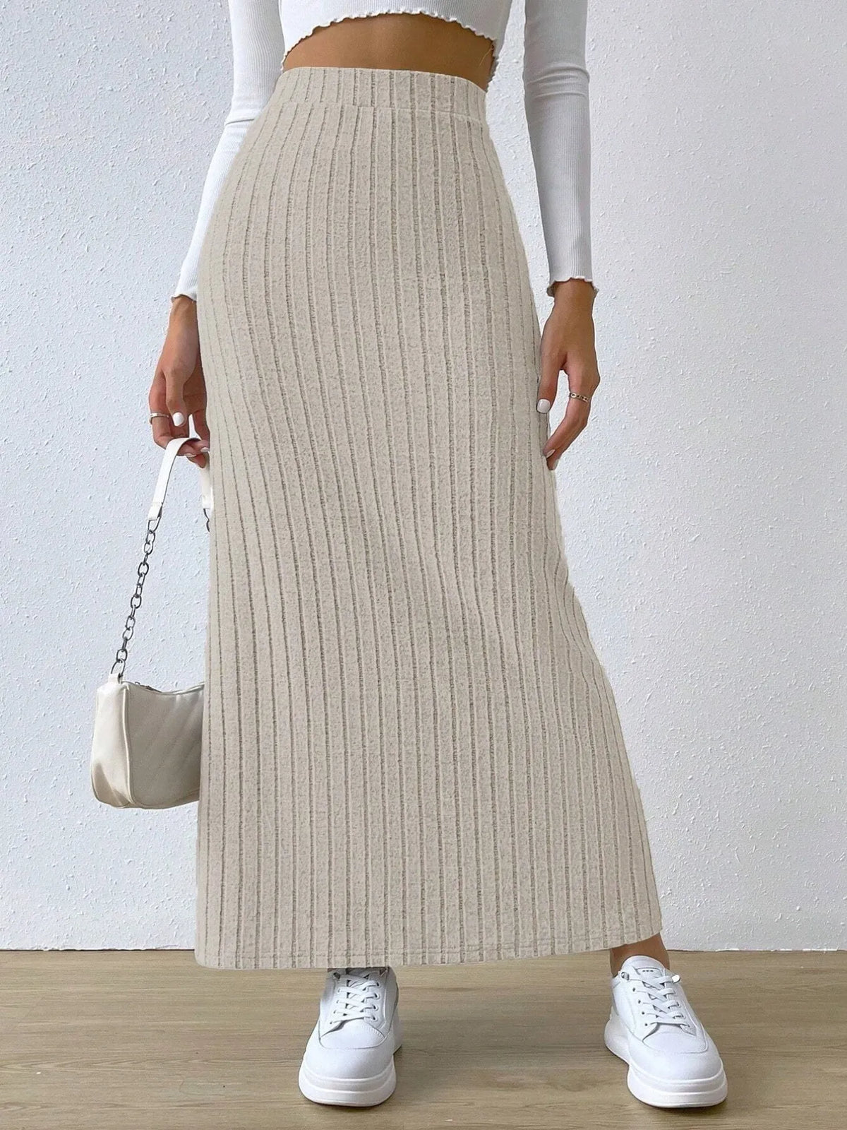 Adela Skirt with Ribbed Knit and High Waist