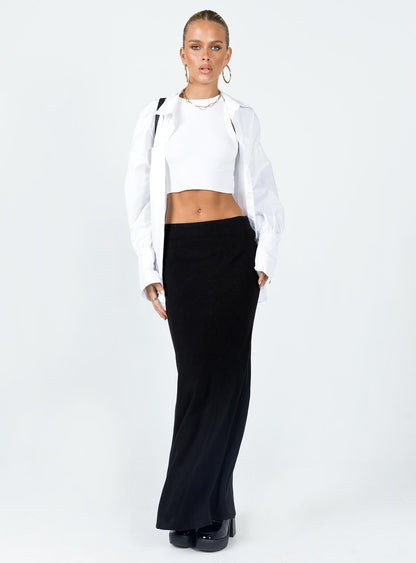 Estella Black Skirt with Column Cut and High Waist