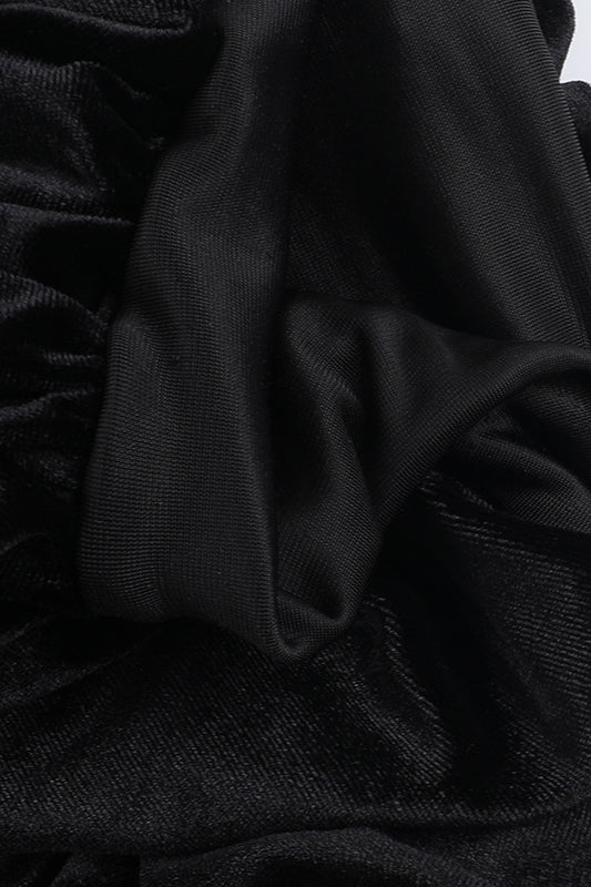Dahlia Velvet Dress with Long Sleeves and Ruffle Hem
