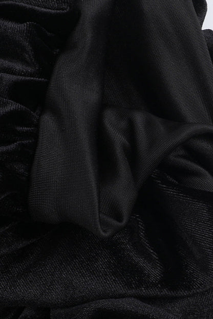 Dahlia Velvet Dress with Long Sleeves and Ruffle Hem