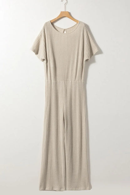 Jade Jumpsuit with Ribbed Knit and Wide Leg