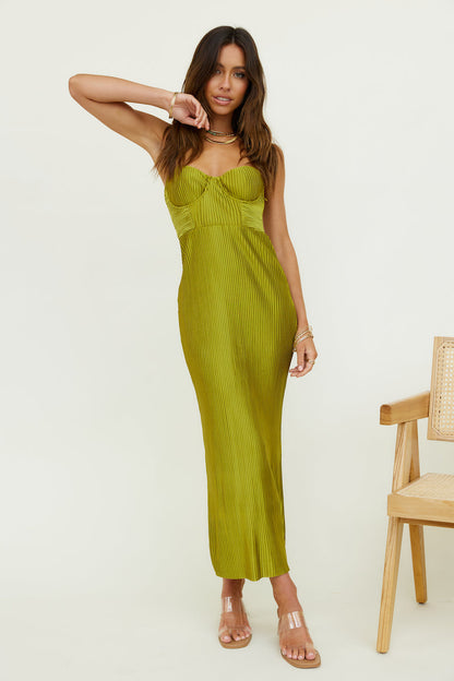 Audrina Satin Maxi Dress in Sage