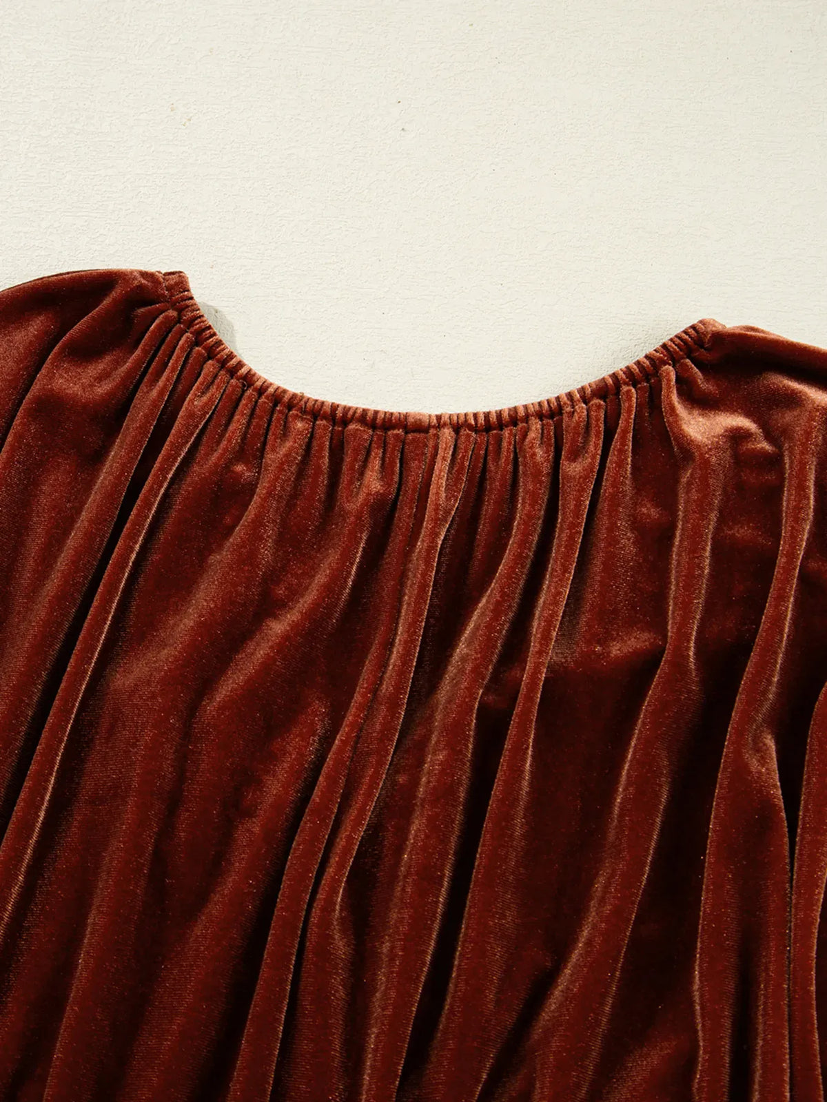 Perrine Velvet Dress with Puff Sleeves and Deep V Neck