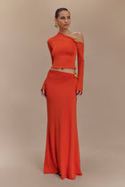 Amalie Skirt with Asymmetric Waist and Floral Hardware