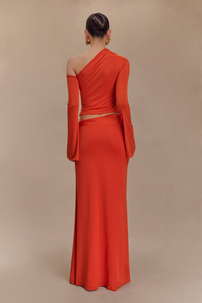 Amalie Skirt with Asymmetric Waist and Floral Hardware
