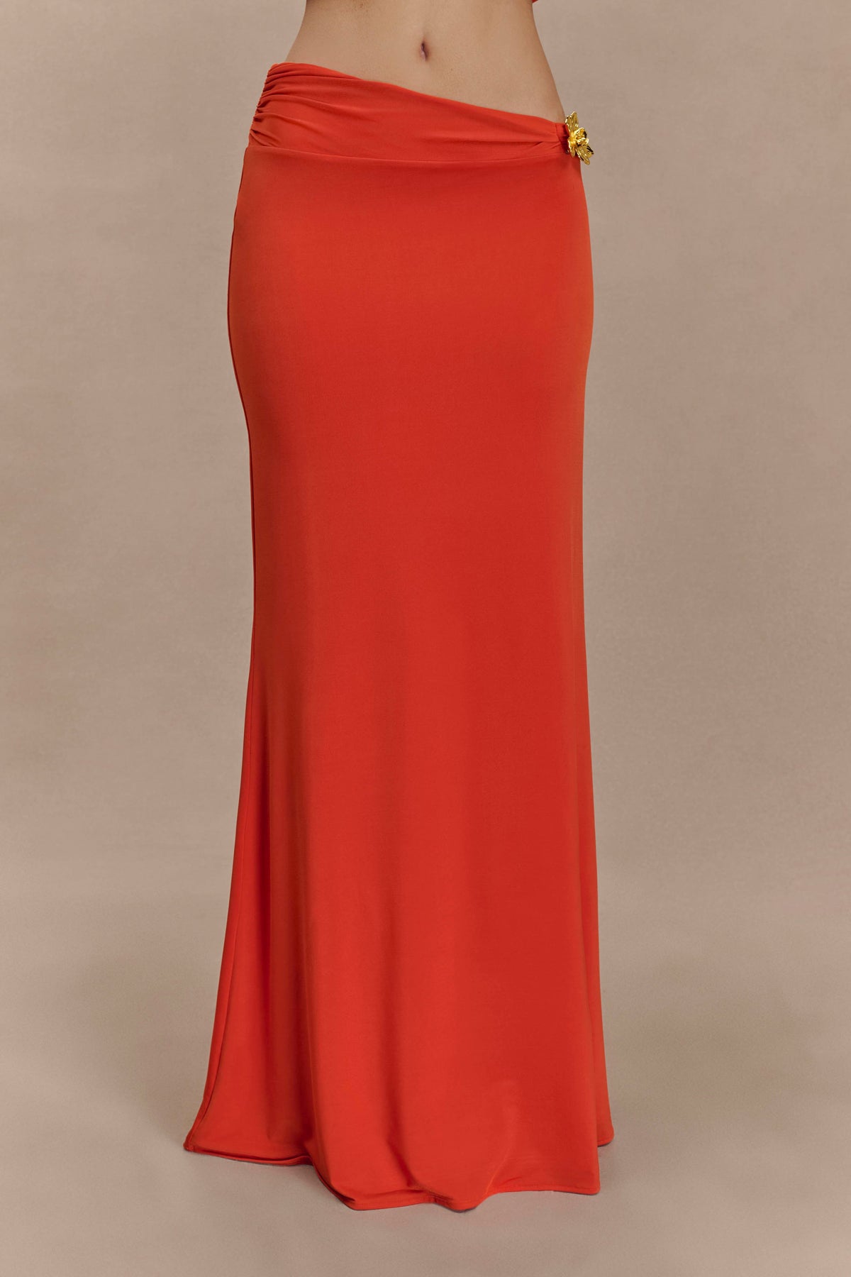 Amalie Skirt with Asymmetric Waist and Floral Hardware