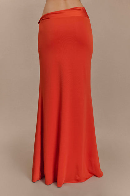 Amalie Skirt with Asymmetric Waist and Floral Hardware