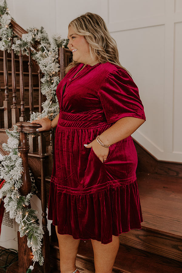 Esther Velvet Dress with Puff Sleeves and Tiered Skirt