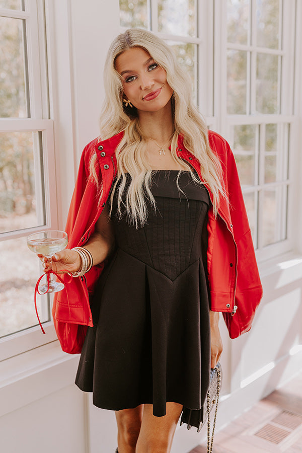 Selma Black Mini Dress with Square Neck and Flared Skirt