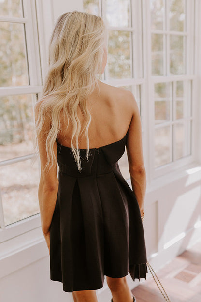 Selma Black Mini Dress with Square Neck and Flared Skirt