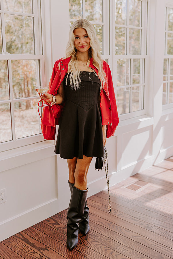 Selma Black Mini Dress with Square Neck and Flared Skirt