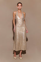Genie Diamante Halter Midi Dress