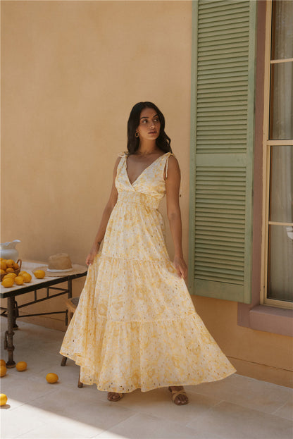 Paris Sunny Maxi Beach Dress in Yellow