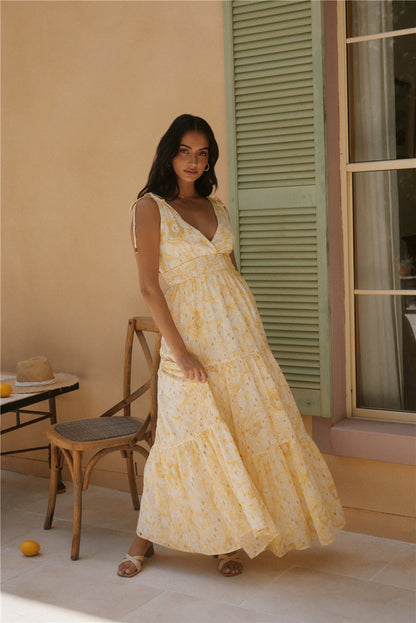 Paris Sunny Maxi Beach Dress in Yellow