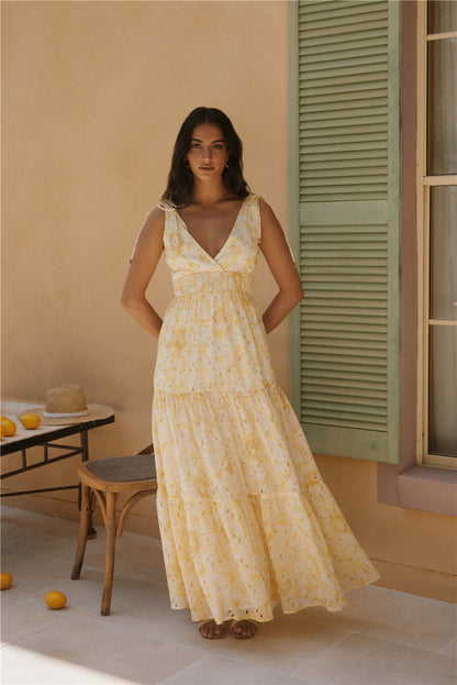 Paris Sunny Maxi Beach Dress in Yellow