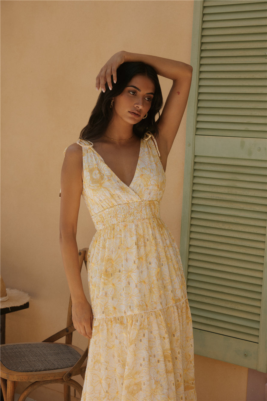 Paris Sunny Maxi Beach Dress in Yellow
