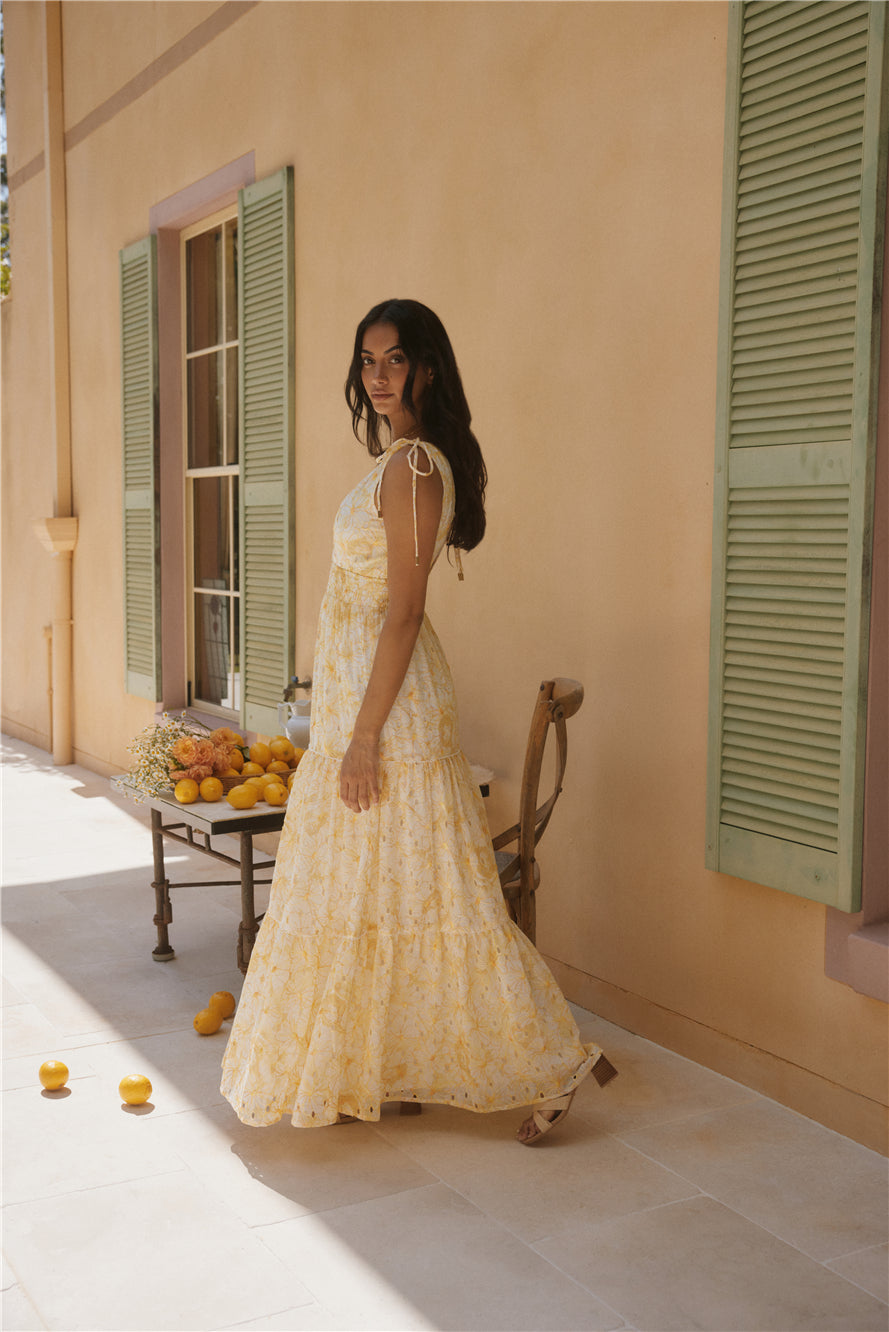 Paris Sunny Maxi Beach Dress in Yellow