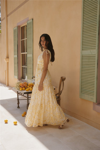 Paris Sunny Maxi Beach Dress in Yellow