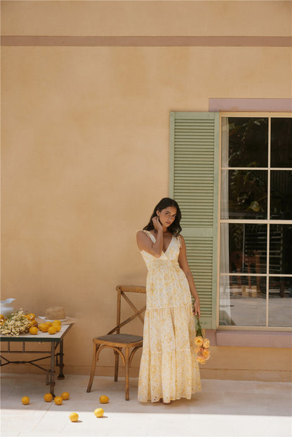 Paris Sunny Maxi Beach Dress in Yellow