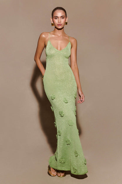 Zoe Knit Dress with Metallic Finish and Open Back