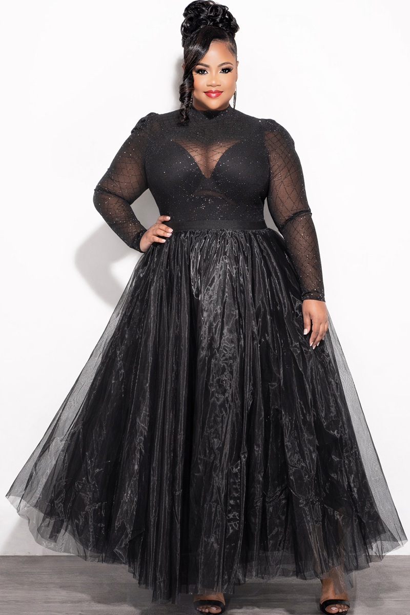 Elise Black Skirt with Tulle Layers and Full Sweep