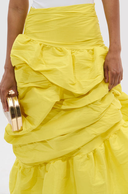 Arlette Skirt with Gathered Ruffle and Bold Colour
