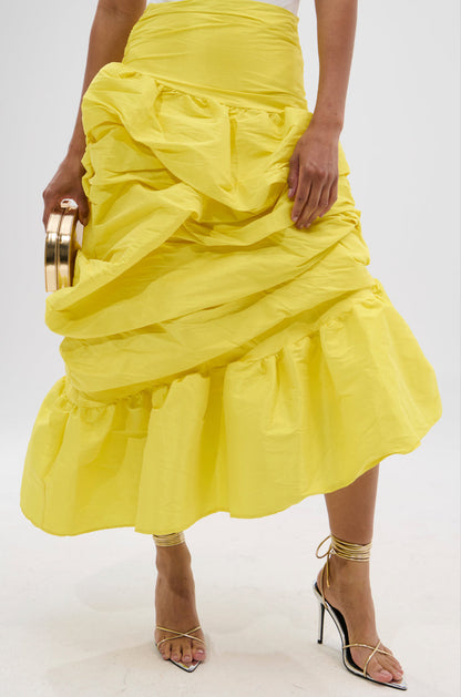 Arlette Skirt with Gathered Ruffle and Bold Colour