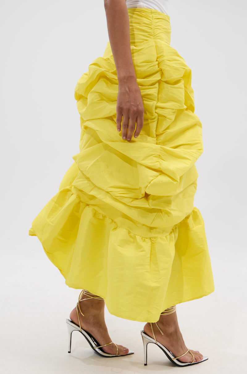 Arlette Skirt with Gathered Ruffle and Bold Colour