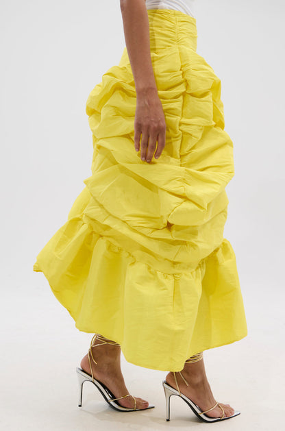 Arlette Skirt with Gathered Ruffle and Bold Colour