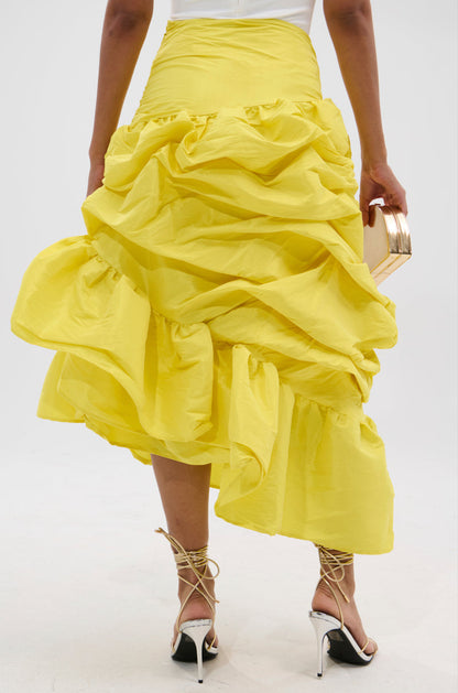 Arlette Skirt with Gathered Ruffle and Bold Colour