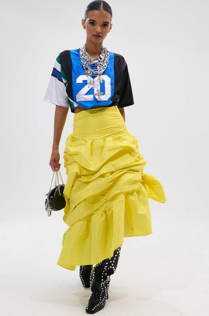 Arlette Skirt with Gathered Ruffle and Bold Colour