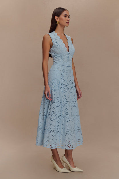 Annabel Skirt with Broderie Detail and Tiered Hem