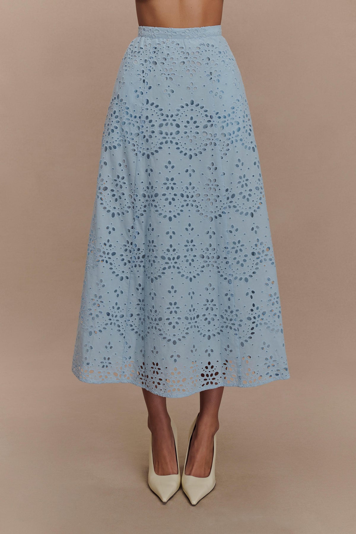 Annabel Skirt with Broderie Detail and Tiered Hem