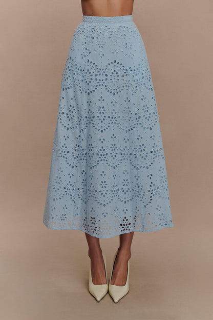 Annabel Skirt with Broderie Detail and Tiered Hem