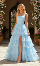 Desiree Formal Dress with Tiered Tulle and Strapless Neck