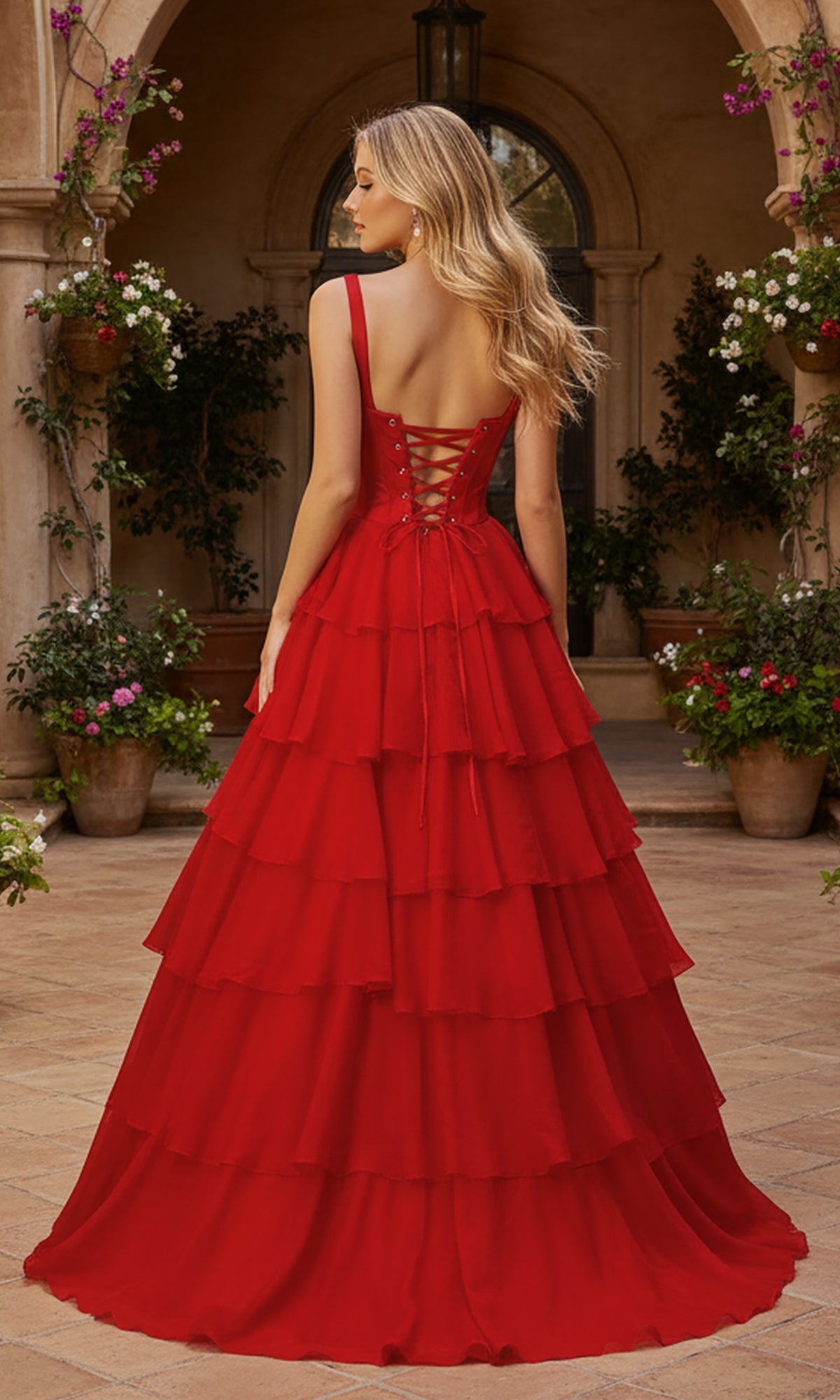 Desiree Formal Dress with Tiered Tulle and Strapless Neck
