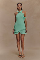 Constance Knit Dress with Halter Neck and Ruffle Hem